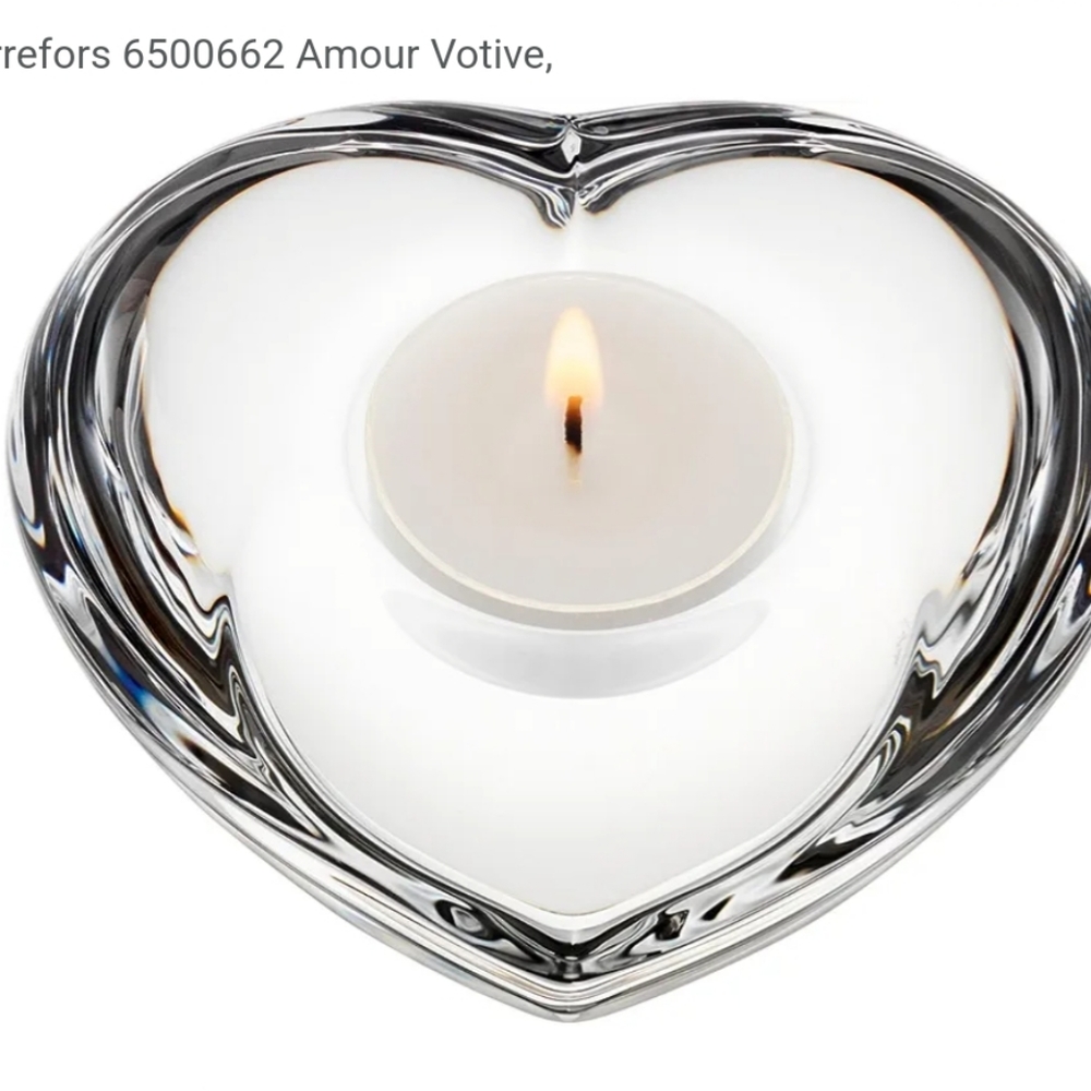 Orrefors Sweden Handmade Crystal Heart Votive Candle Holder, EUC